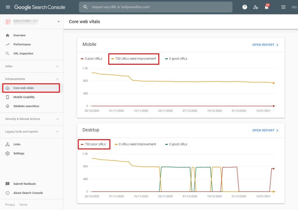 Check the Speed of Website pages in Google Search Console